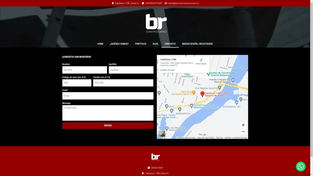 Captura web BR Construcciones – Página de Contacto