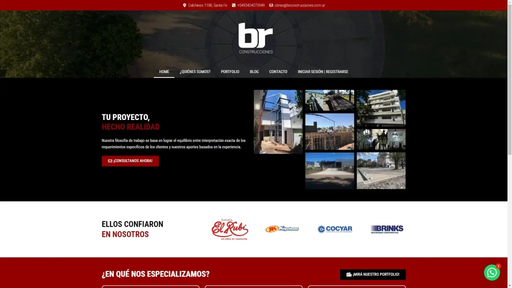 Captura web BR Construcciones – Página de inicio