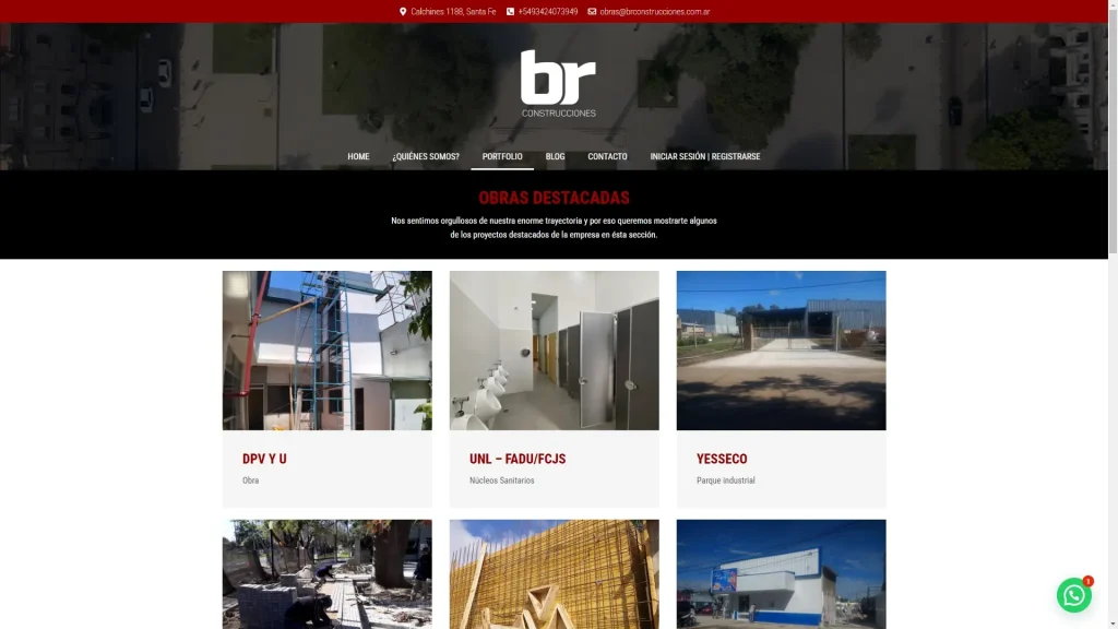 Captura web BR Construcciones – Página de portfolio