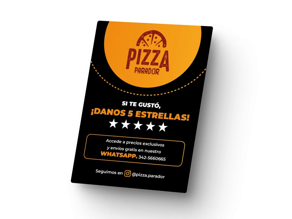 Tarjeta promocional – Pizza Parador