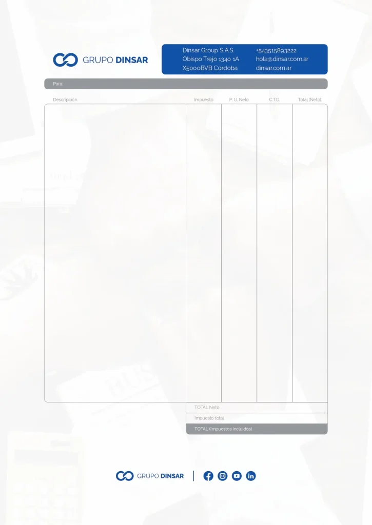 Diseño de hoja de presupuesto – Grupo Dinsar