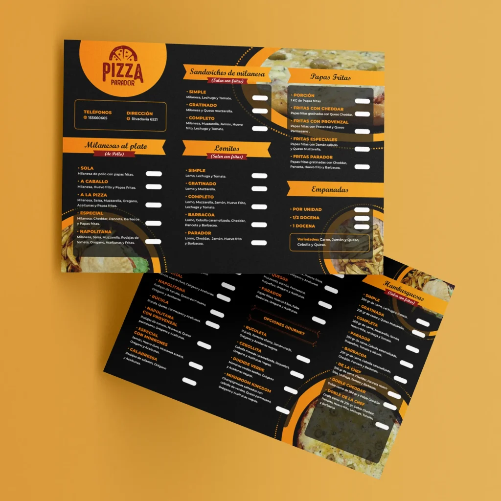 Pizza parador – Menú de comidas