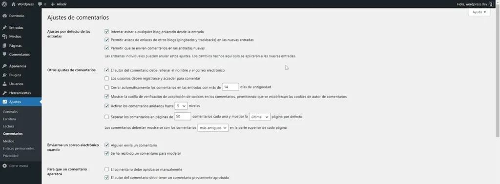 Comentarios - WordPress