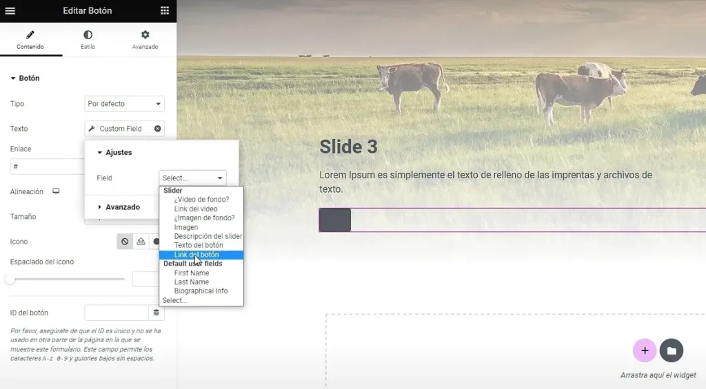 Configuración final del slider