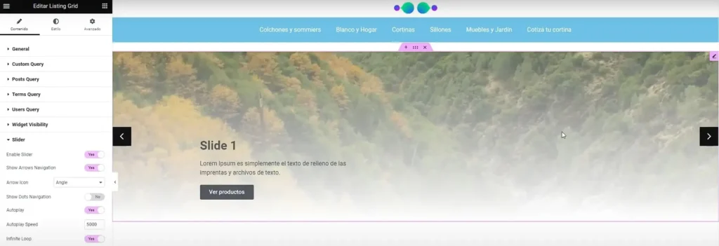 De listing grid a slider