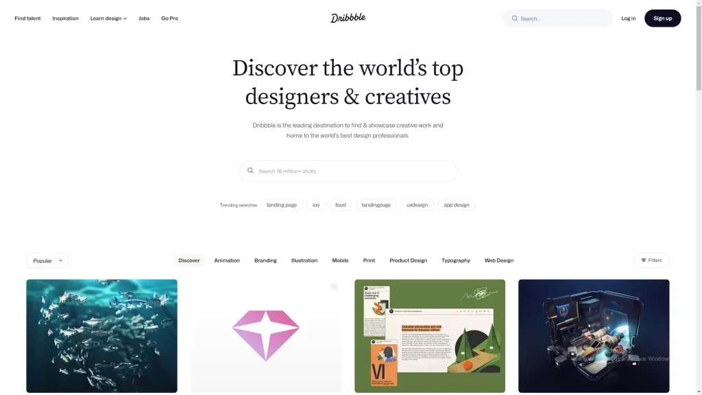 Dribbble screenshot