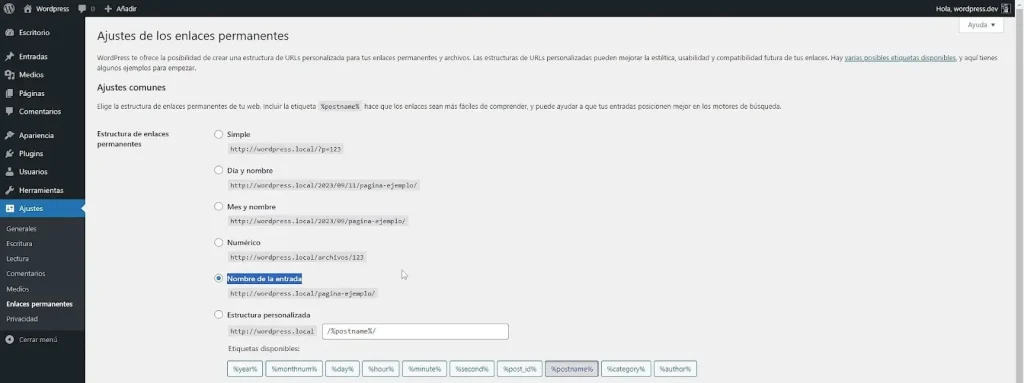 Enlaces permanentes - WordPress