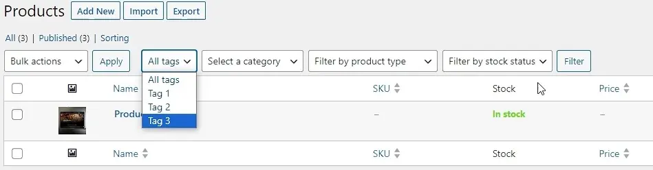 Filtro de etiquetas de productos