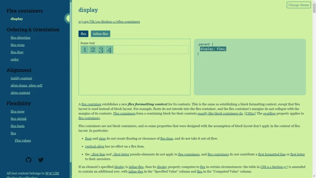 Flex Cheatsheet Screenshot web