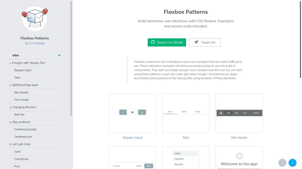 Flexbox Patterns screenshot web