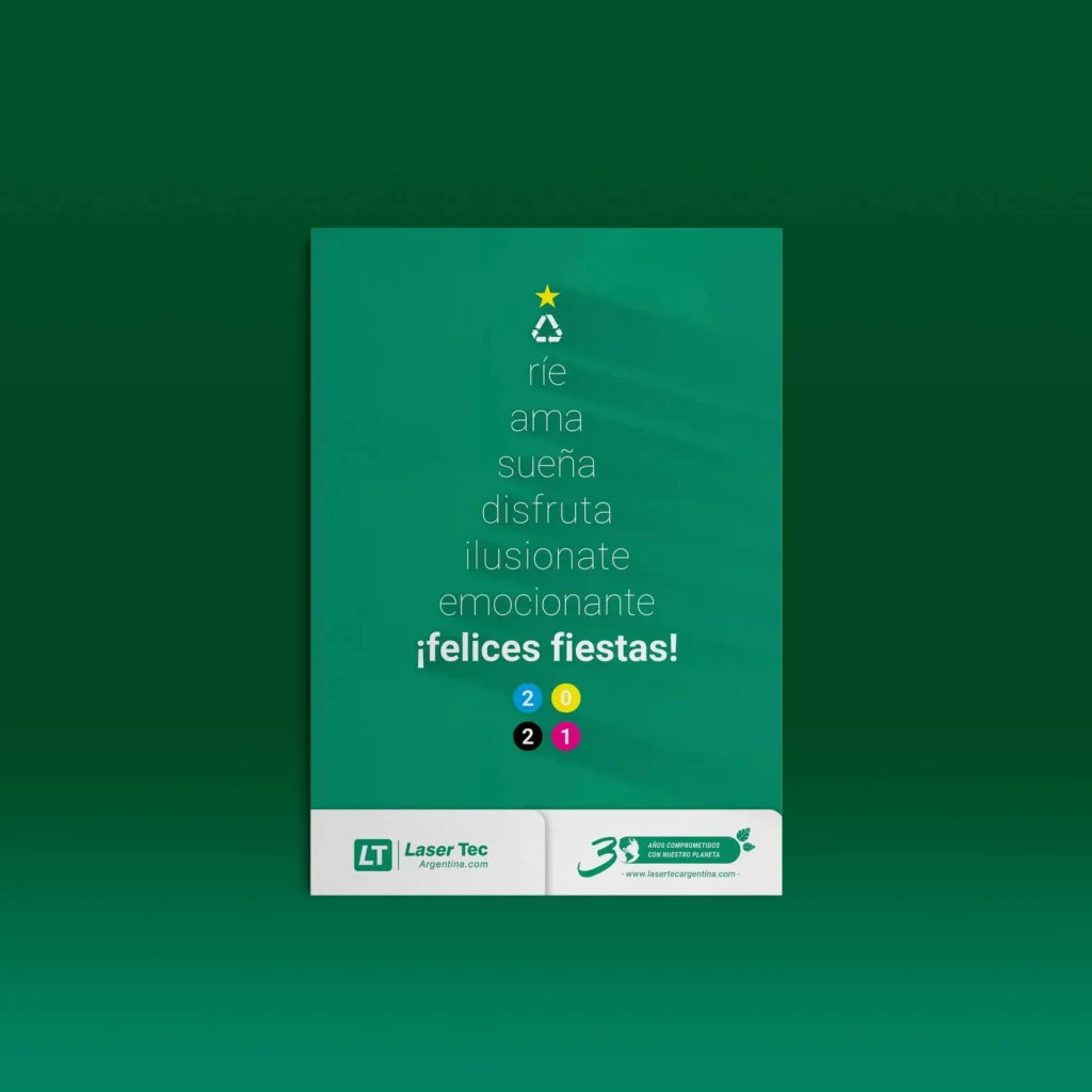 Flyer de felices fiestas de Laser Tec