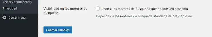 Indexar sitio - WordPress