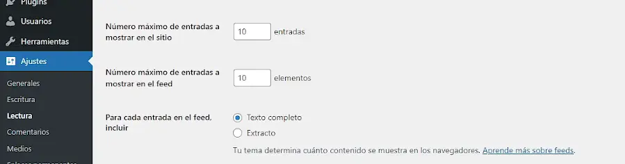Numero de entradas - WordPress