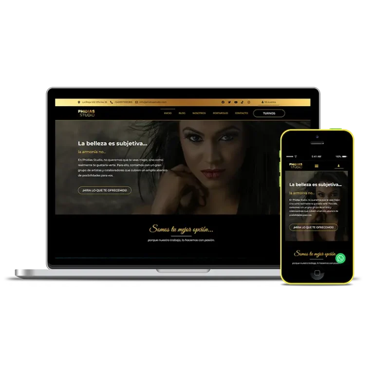 Mock up sitio web Phidias Studio