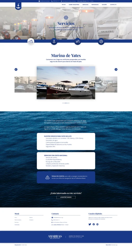 Servicios - Amarras del remanso